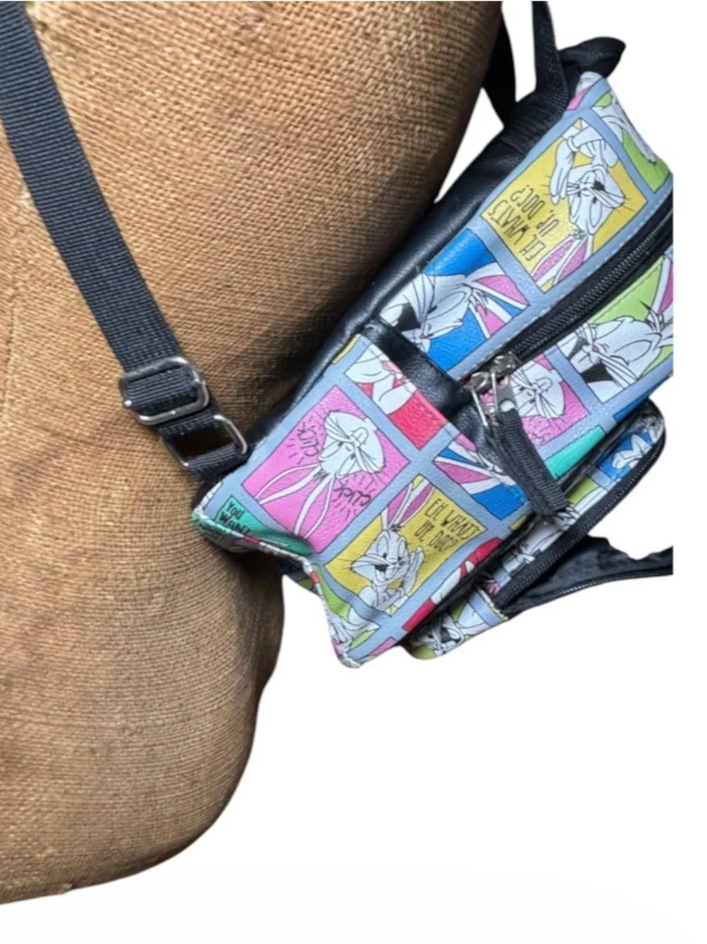 Warner Bros. Multicolor Cartoon Patchwork Mini Backpack with Bunny Coin Pouch